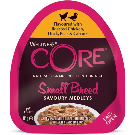 Wellness Core Small Breed Dogs Savoury Medleys Wet Grain-Free Food, Butcher Selection Multipack, 6 x 85 g Cups Wellness Core Small Breed Dogs Savoury Medleys Wet Grain-Free Food, Butcher Selection Multipack, 6 x 85 g Cups