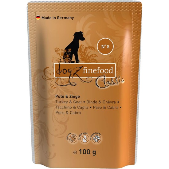 Wet Dog Food - N° 4 Chicken & Pheasant - Delicatessen Wet Food for Dogs & Puppies - Grain-Free & Sugar-Free - High Meat Content, 12 x 100 g Bags Wet Dog Food - N° 4 Chicken & Pheasant - Delicatessen Wet Food for Dogs & Puppies - Grain-Free & Sugar-Free - High Meat Content, 12 x 100 g Bags