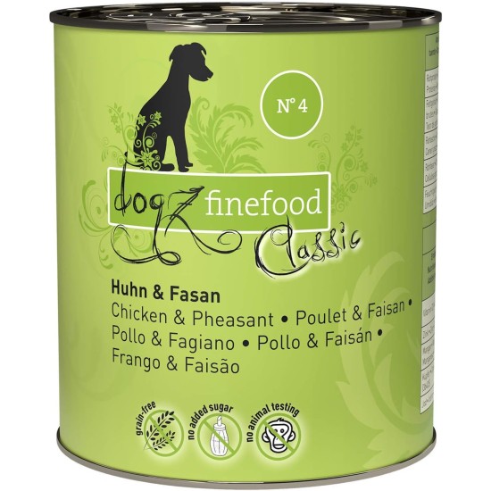 Wet Dog Food - N° 4 Chicken & Pheasant - Delicatessen Wet Food for Dogs & Puppies - Grain-Free & Sugar-Free - High Meat Content, 12 x 100 g Bags Wet Dog Food - N° 4 Chicken & Pheasant - Delicatessen Wet Food for Dogs & Puppies - Grain-Free & Sugar-Free - High Meat Content, 12 x 100 g Bags