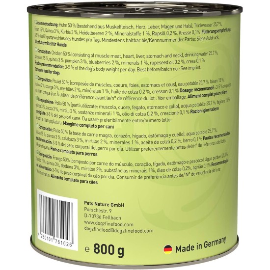 Wet Dog Food - N° 4 Chicken & Pheasant - Delicatessen Wet Food for Dogs & Puppies - Grain-Free & Sugar-Free - High Meat Content, 12 x 100 g Bags Wet Dog Food - N° 4 Chicken & Pheasant - Delicatessen Wet Food for Dogs & Puppies - Grain-Free & Sugar-Free - High Meat Content, 12 x 100 g Bags