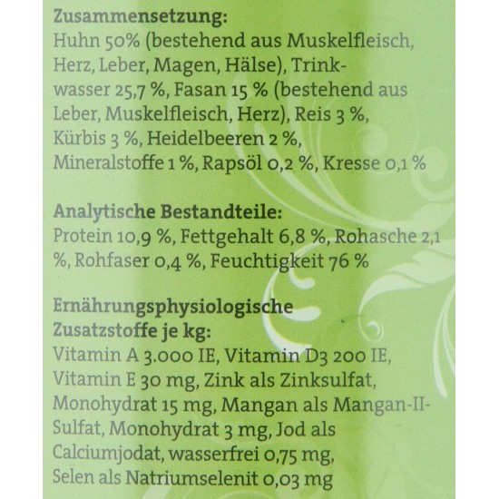 Wet Dog Food - N° 4 Chicken & Pheasant - Delicatessen Wet Food for Dogs & Puppies - Grain-Free & Sugar-Free - High Meat Content, 12 x 100 g Bags Wet Dog Food - N° 4 Chicken & Pheasant - Delicatessen Wet Food for Dogs & Puppies - Grain-Free & Sugar-Free - High Meat Content, 12 x 100 g Bags