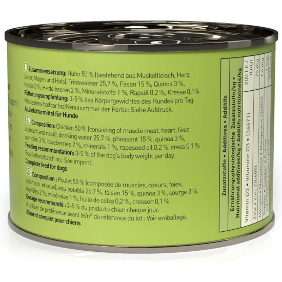 Wet Dog Food - N° 4 Chicken & Pheasant - Delicatessen Wet Food for Dogs & Puppies - Grain-Free & Sugar-Free - High Meat Content, 12 x 100 g Bags Wet Dog Food - N° 4 Chicken & Pheasant - Delicatessen Wet Food for Dogs & Puppies - Grain-Free & Sugar-Free - High Meat Content, 12 x 100 g Bags