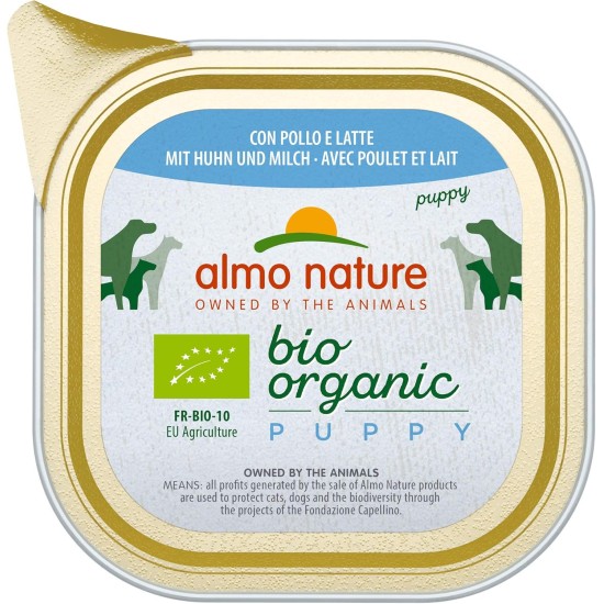 almo nature Organic Puppy Complete Wet Food for Puppies and Young Dogs with Chicken and Milk, Pack of 32 (32 x 100 g) almo nature Organic Puppy Complete Wet Food for Puppies and Young Dogs with Chicken and Milk, Pack of 32 (32 x 100 g)
