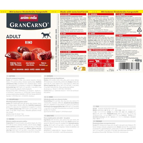 animonda Gran Carno Adult Dog Food, Wet Dog Food for Adult Dogs, Beef & Duck Heart, 6 x 800 g animonda Gran Carno Adult Dog Food, Wet Dog Food for Adult Dogs, Beef & Duck Heart, 6 x 800 g