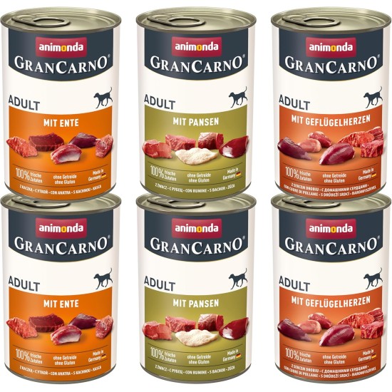 animonda Gran Carno Adult Dog Food, Wet Food for Adult Dogs, Mix 3, 6 x 800 g animonda Gran Carno Adult Dog Food, Wet Food for Adult Dogs, Mix 3, 6 x 800 g