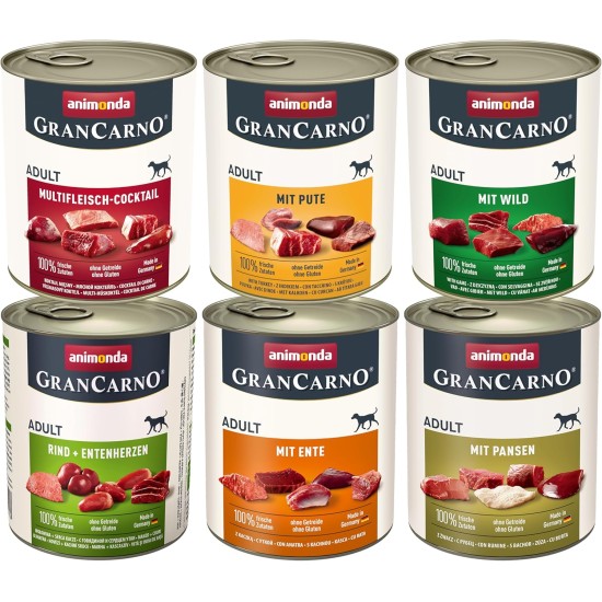 animonda Gran Carno Adult Dog Food, Wet Food for Adult Dogs, Mix 3, 6 x 800 g animonda Gran Carno Adult Dog Food, Wet Food for Adult Dogs, Mix 3, 6 x 800 g
