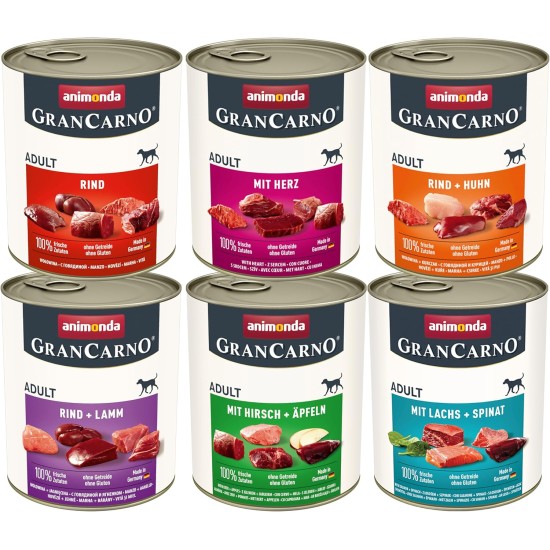 animonda Gran Carno Adult Dog Food, Wet Food for Adult Dogs, Mix 3, 6 x 800 g animonda Gran Carno Adult Dog Food, Wet Food for Adult Dogs, Mix 3, 6 x 800 g