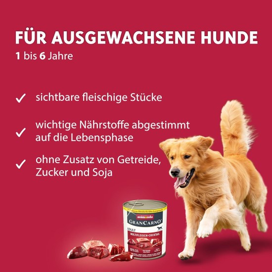 animonda Gran Carno Adult Dog Food, Wet Food for Adult Dogs, Mix 3, 6 x 800 g animonda Gran Carno Adult Dog Food, Wet Food for Adult Dogs, Mix 3, 6 x 800 g