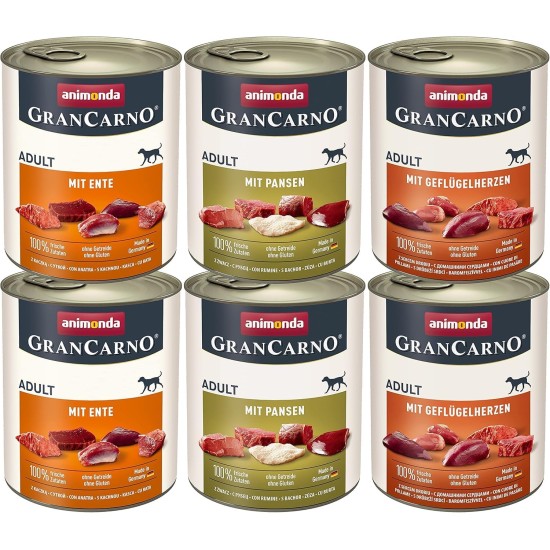 animonda Gran Carno Adult Dog Food, Wet Food for Adult Dogs, Mix 3, 6 x 800 g animonda Gran Carno Adult Dog Food, Wet Food for Adult Dogs, Mix 3, 6 x 800 g