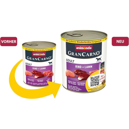 animonda GranCarno Adult Dog Food, Wet Dog Food for Adult Dogs, Beef & Lamb, 6 x 800 g animonda GranCarno Adult Dog Food, Wet Dog Food for Adult Dogs, Beef & Lamb, 6 x 800 g