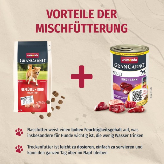 animonda GranCarno Adult Dog Food, Wet Dog Food for Adult Dogs, Beef & Lamb, 6 x 800 g animonda GranCarno Adult Dog Food, Wet Dog Food for Adult Dogs, Beef & Lamb, 6 x 800 g