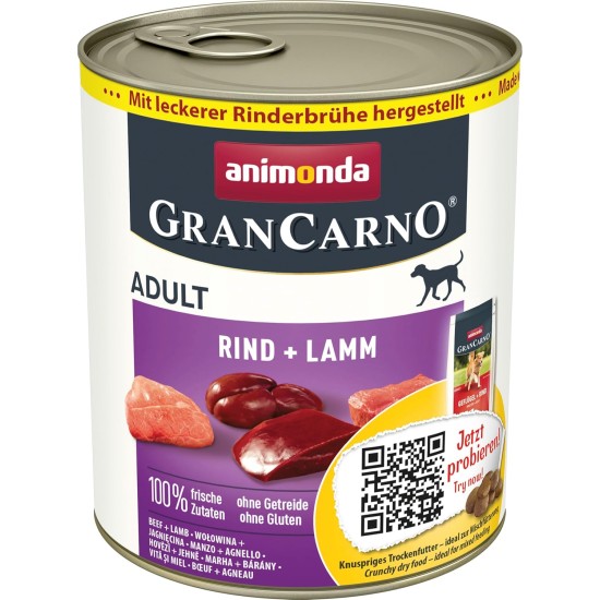 animonda GranCarno Adult Dog Food, Wet Dog Food for Adult Dogs, Beef & Lamb, 6 x 800 g animonda GranCarno Adult Dog Food, Wet Dog Food for Adult Dogs, Beef & Lamb, 6 x 800 g