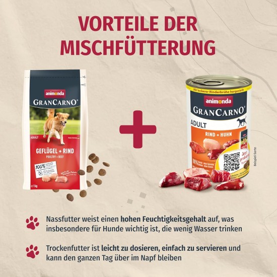 animonda GranCarno Adult Dog Food, Wet Food for Adult Dogs, with Poultry Hearts, 6 x 400 g animonda GranCarno Adult Dog Food, Wet Food for Adult Dogs, with Poultry Hearts, 6 x 400 g