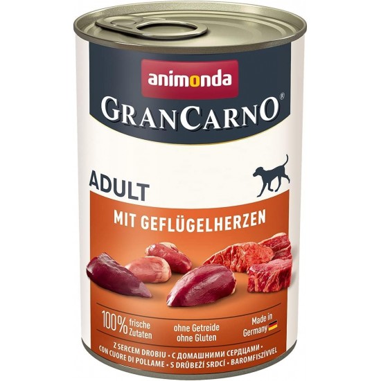 animonda GranCarno Adult Dog Food, Wet Food for Adult Dogs, with Poultry Hearts, 6 x 400 g animonda GranCarno Adult Dog Food, Wet Food for Adult Dogs, with Poultry Hearts, 6 x 400 g