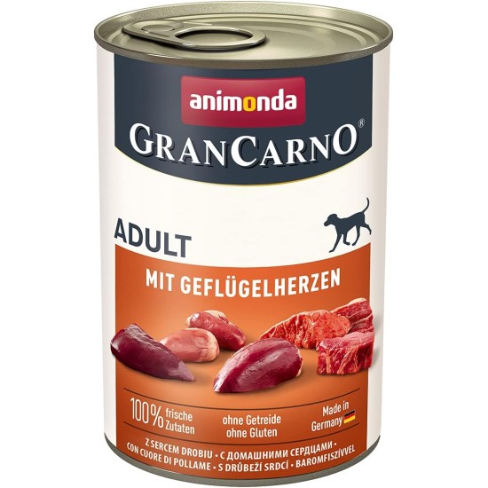 animonda GranCarno Adult Dog Food, Wet Food for Adult Dogs, with Poultry Hearts, 6 x 400 g animonda GranCarno Adult Dog Food, Wet Food for Adult Dogs, with Poultry Hearts, 6 x 400 g