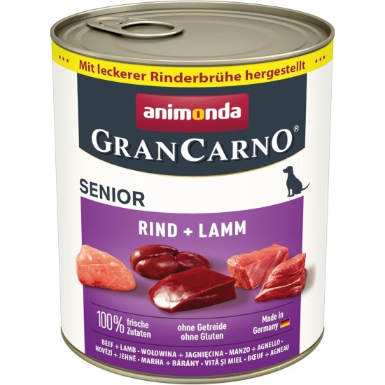 animonda GranCarno Senior Wet Food for Older Dogs from 7 Years, Various Types and Sizes, 6 x 800 g