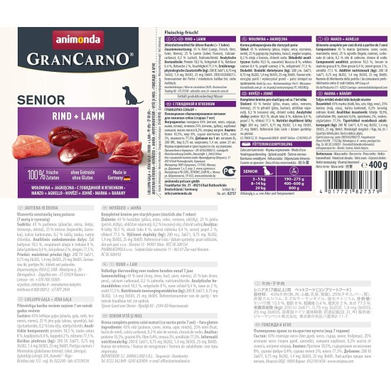 animonda GranCarno Senior Wet Food for Older Dogs from 7 Years, Various Types and Sizes, 6 x 800 g animonda GranCarno Senior Wet Food for Older Dogs from 7 Years, Various Types and Sizes, 6 x 800 g