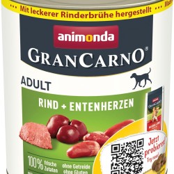 animonda GranCarno Wet Dog Food, with Beef + Duck Hearts (6 x 800 g, Grain-Free, without Sugar, for Adult Dogs, with Fresh Meaty Ingredients animonda GranCarno Wet Dog Food, with Beef + Duck Hearts (6 x 800 g, Grain-Free, without Sugar, for Adult Dogs, with Fresh Meaty Ingredients