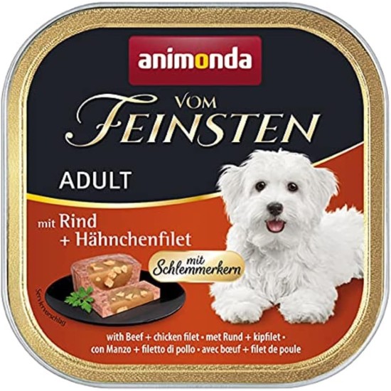 animonda Vom Feinsten Adult Dog Food, Wet Food for Adult Dogs, Gourmet Core with Beef and Chicken Fillet, 150 g animonda Vom Feinsten Adult Dog Food, Wet Food for Adult Dogs, Gourmet Core with Beef and Chicken Fillet, 150 g