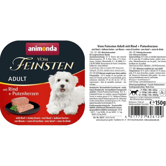 animonda Vom Feinsten Adult Dog Food, Wet Food for Adult Dogs, Gourmet Variety, 22 x 150 g animonda Vom Feinsten Adult Dog Food, Wet Food for Adult Dogs, Gourmet Variety, 22 x 150 g