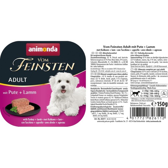 animonda Vom Feinsten Adult Dog Food, Wet Food for Adult Dogs, Gourmet Variety, 22 x 150 g animonda Vom Feinsten Adult Dog Food, Wet Food for Adult Dogs, Gourmet Variety, 22 x 150 g