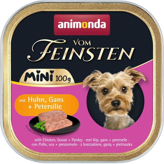 animonda Vom Feinsten Adult Mini, Delicious Wet Food for Dogs, Great for Small Breeds, with Chicken, Goose and Parsley, 32 x 100 g animonda Vom Feinsten Adult Mini, Delicious Wet Food for Dogs, Great for Small Breeds, with Chicken, Goose and Parsley, 32 x 100 g
