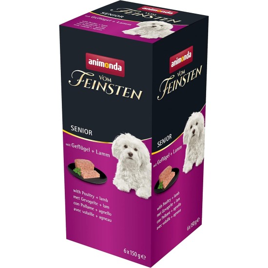 animonda the finest senior wet dog food with poultry and lamb (6 x 150 g), dog food from 7 years by animonda, without cereals and sugar, with fresh, meat ingredients animonda the finest senior wet dog food with poultry and lamb (6 x 150 g), dog food from 7 years by animonda, without cereals and sugar, with fresh, meat ingredients