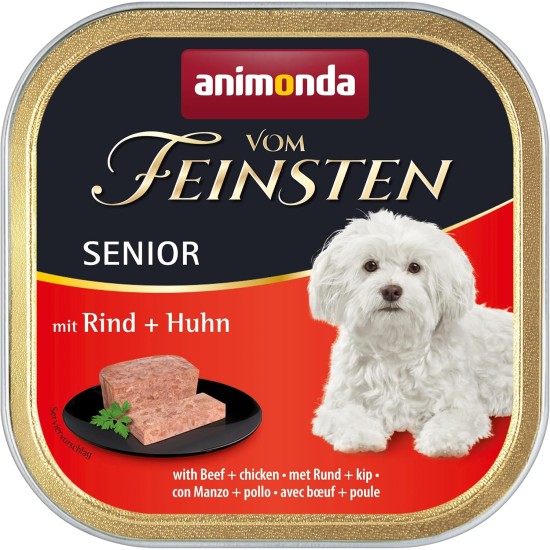 animonda vom Feinsten Senior Dog Food with Beef + Chicken (6 x 150 g), Dog Food from 7 Years, No Grains, No Sugar, with Fresh, Meaty Ingredients animonda vom Feinsten Senior Dog Food with Beef + Chicken (6 x 150 g), Dog Food from 7 Years, No Grains, No Sugar, with Fresh, Meaty Ingredients