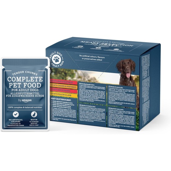by Amazon Lifelong Complete Food for Adult Dogs, Meat Selection in Sauce, 1.2 kg (12 Packs of 100 g) by Amazon Lifelong Complete Food for Adult Dogs, Meat Selection in Sauce, 1.2 kg (12 Packs of 100 g)