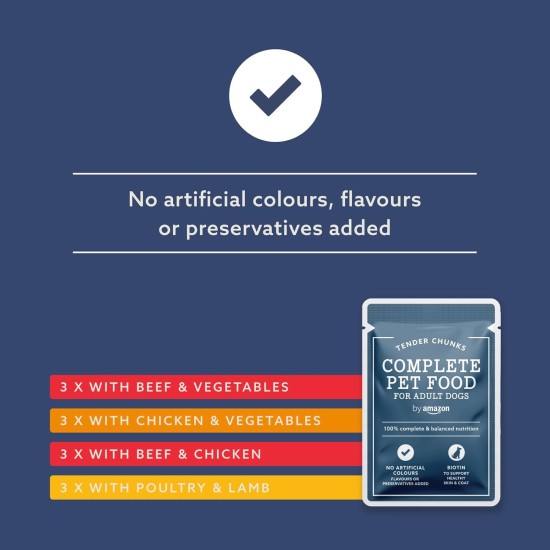 by Amazon Lifelong Complete Food for Adult Dogs, Meat Selection in Sauce, 1.2 kg (12 Packs of 100 g) by Amazon Lifelong Complete Food for Adult Dogs, Meat Selection in Sauce, 1.2 kg (12 Packs of 100 g)