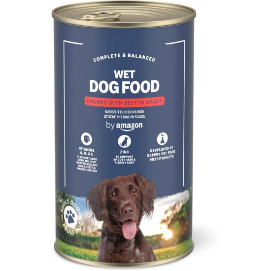 by Amazon Wet Dog Food Pieces with Beef in Sauce, 6 x 1.24 kg by Amazon Wet Dog Food Pieces with Beef in Sauce, 6 x 1.24 kg