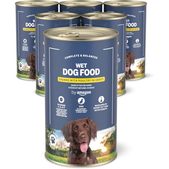 by Amazon Wet Dog Food Pieces with Poultry in Sauce, 1.24 kg by Amazon Wet Dog Food Pieces with Poultry in Sauce, 1.24 kg