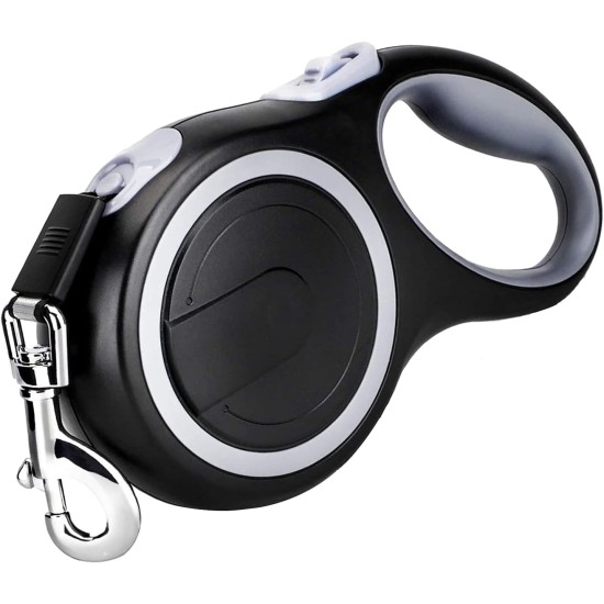 25ft Retractable Dog Leash, Heavy Duty, Great Lead for Dogs up to 110 Lbs, Non-Slip Rubberized Handle, One Handed Brake, Strong Nylon Strap, Tangle Free - — MK-DEF.