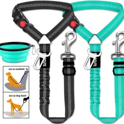 3 Piece Car Seat Belt Set for Dogs, Retractable Adjustable Pet Seat Belts for Vehicle Headrests, Heavy Duty, Elastic and Durable, Car Harness for Dogs 3 Piece Car Seat Belt Set for Dogs, Retractable Adjustable Pet Seat Belts for Vehicle Headrests, Heavy Duty, Elastic and Durable, Car Harness for Dogs