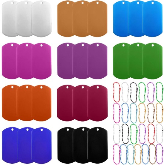30 Pieces Colorful Dog Tags, 25 Pieces Wave Chains, Pet ID Tags, Pet Tag Pendants, Hole Tags, Square Aluminum Tags, Blank Pet Tags with Engraving 30 Pieces Colorful Dog Tags, 25 Pieces Wave Chains, Pet ID Tags, Pet Tag Pendants, Hole Tags, Square Aluminum Tags, Blank Pet Tags with Engraving