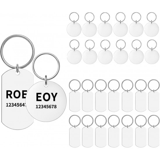 30 STK Edelstahl Anhänger Blanko Hundemarken, Metall Edelstahl Schlüsselanhänger Rohlinge, Leere Anhänger Beschriftbar Gravur für DIY Cat Dog Tags, + 30 Schlüsselringe (15 runde, 15 rechteckige) 30 STK Edelstahl Anhänger Blanko Hundemarken, Metall Edelstahl Schlüsselanhänger Rohlinge, Leere Anhänger Beschriftbar Gravur für DIY Cat Dog Tags, + 30 Schlüsselringe (15 runde, 15 rechteckige)
