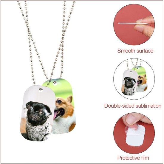 AIEX Pack of 15 Sublimation Blank Dog Tags, with 15 Ball Chains, 1 x Sublimation Band, Aluminium Dog Tags, Military for Stamping, Personalised DIY Dog Tag Necklaces (Total 31 Pieces) AIEX Pack of 15 Sublimation Blank Dog Tags, with 15 Ball Chains, 1 x Sublimation Band, Aluminium Dog Tags, Military for Stamping, Personalised DIY Dog Tag Necklaces (Total 31 Pieces)