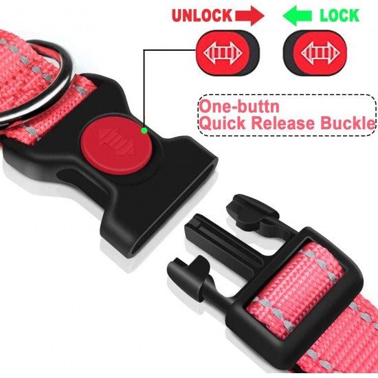 ATETEO Dog Collar, Reflective Adjustable Basic Dog Collar with Soft Neoprene Padding, Durable Nylon Pet Collars for Puppy Small Medium Large Dogs ATETEO Dog Collar, Reflective Adjustable Basic Dog Collar with Soft Neoprene Padding, Durable Nylon Pet Collars for Puppy Small Medium Large Dogs