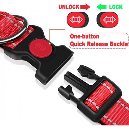 ATETEO Dog Collar, Reflective Adjustable Basic Dog Collar with Soft Neoprene Padding, Durable Nylon Pet Collars for Puppy Small Medium Large Dogs ATETEO Dog Collar, Reflective Adjustable Basic Dog Collar with Soft Neoprene Padding, Durable Nylon Pet Collars for Puppy Small Medium Large Dogs