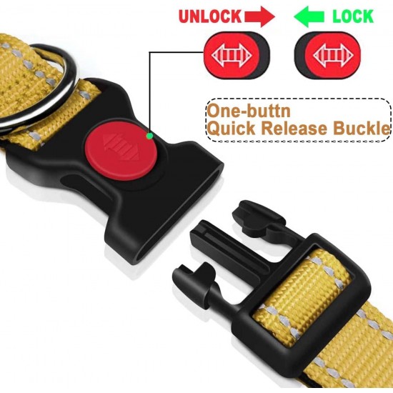 ATETEO Dog Collar, Reflective Adjustable Basic Dog Collar with Soft Neoprene Padding, Durable Nylon Pet Collars for Puppy Small Medium Large Dogs ATETEO Dog Collar, Reflective Adjustable Basic Dog Collar with Soft Neoprene Padding, Durable Nylon Pet Collars for Puppy Small Medium Large Dogs