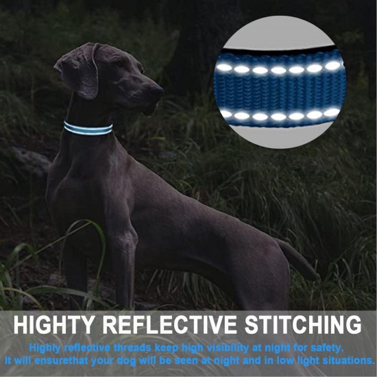 ATETEO Dog Collar, Reflective Adjustable Basic Dog Collar with Soft Neoprene Padding, Durable Nylon Pet Collars for Puppy Small Medium Large Dogs ATETEO Dog Collar, Reflective Adjustable Basic Dog Collar with Soft Neoprene Padding, Durable Nylon Pet Collars for Puppy Small Medium Large Dogs