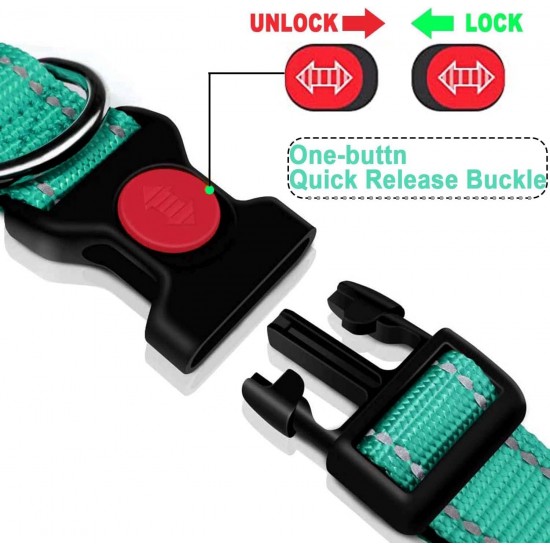 ATETEO Dog Collar, Reflective Adjustable Basic Dog Collar with Soft Neoprene Padding, Durable Nylon Pet Collars for Puppy Small Medium Large Dogs ATETEO Dog Collar, Reflective Adjustable Basic Dog Collar with Soft Neoprene Padding, Durable Nylon Pet Collars for Puppy Small Medium Large Dogs