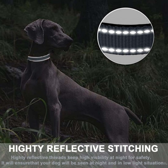 ATETEO Dog Collar, Reflective Adjustable Basic Dog Collar with Soft Neoprene Padding, Durable Nylon Pet Collars for Puppy Small Medium Large Dogs ATETEO Dog Collar, Reflective Adjustable Basic Dog Collar with Soft Neoprene Padding, Durable Nylon Pet Collars for Puppy Small Medium Large Dogs