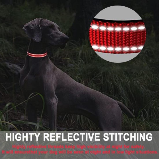 ATETEO Dog Collar, Reflective Adjustable Basic Dog Collar with Soft Neoprene Padding, Purple, Small, Medium, Large Dogs ATETEO Dog Collar, Reflective Adjustable Basic Dog Collar with Soft Neoprene Padding, Purple, Small, Medium, Large Dogs