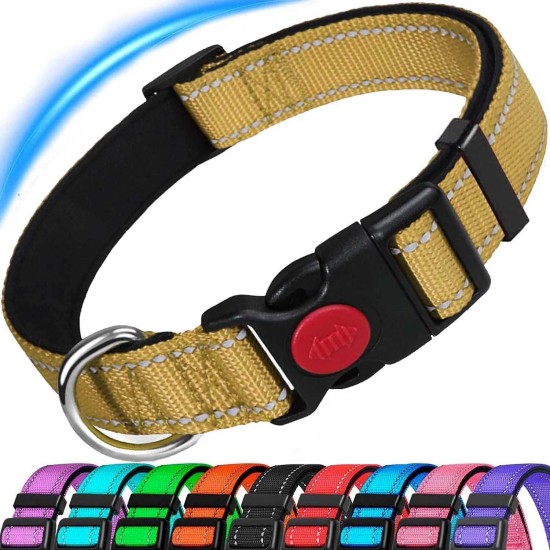 ATETEO Dog Collar, Reflective Adjustable Basic Dog Collar with Soft Neoprene Padding, Purple, Small, Medium, Large Dogs ATETEO Dog Collar, Reflective Adjustable Basic Dog Collar with Soft Neoprene Padding, Purple, Small, Medium, Large Dogs
