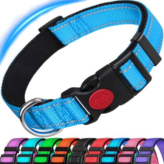 ATETEO Dog Collar, Reflective Adjustable Basic Dog Collar with Soft Neoprene Padding, Purple, Small, Medium, Large Dogs ATETEO Dog Collar, Reflective Adjustable Basic Dog Collar with Soft Neoprene Padding, Purple, Small, Medium, Large Dogs