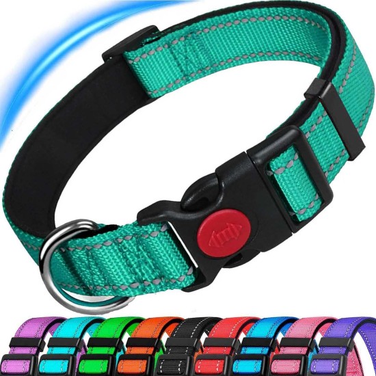 ATETEO Dog Collar, Reflective Adjustable Basic Dog Collar with Soft Neoprene Padding, Purple, Small, Medium, Large Dogs ATETEO Dog Collar, Reflective Adjustable Basic Dog Collar with Soft Neoprene Padding, Purple, Small, Medium, Large Dogs