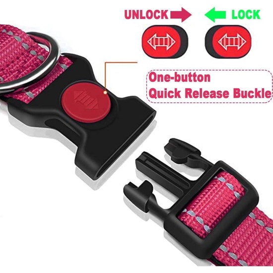 ATETEO Dog Collar, Reflective Adjustable Basic Dog Collar with Soft Neoprene Padding, Purple, Small, Medium, Large Dogs ATETEO Dog Collar, Reflective Adjustable Basic Dog Collar with Soft Neoprene Padding, Purple, Small, Medium, Large Dogs