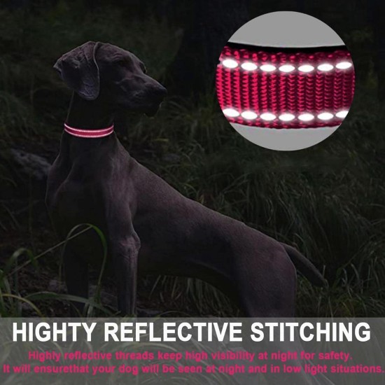 ATETEO Dog Collar, Reflective Adjustable Basic Dog Collar with Soft Neoprene Padding, Purple, Small, Medium, Large Dogs ATETEO Dog Collar, Reflective Adjustable Basic Dog Collar with Soft Neoprene Padding, Purple, Small, Medium, Large Dogs