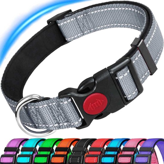 ATETEO Dog Collar, Reflective Adjustable Basic Dog Collar with Soft Neoprene Padding, Purple, Small, Medium, Large Dogs ATETEO Dog Collar, Reflective Adjustable Basic Dog Collar with Soft Neoprene Padding, Purple, Small, Medium, Large Dogs